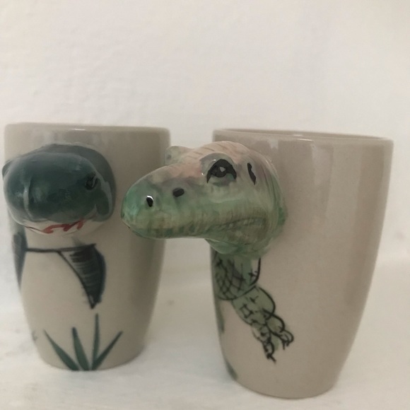 Ceramic 3D Sculptural Dinosaur Shark Cups Planters - Picture 5 of 8